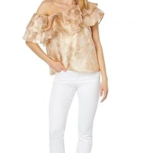 Lilly Pulitzer never worn Trixie one Shoulder Gold Organza Brocade -beautiful!